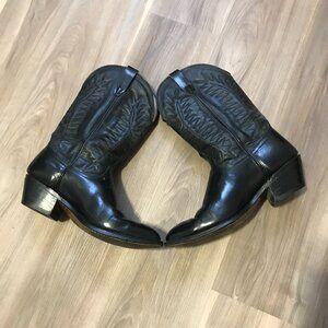 Vintage Wrangler Men's Black Leather Western Boots Size 11